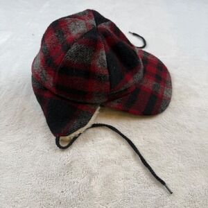 Country Gentlemen Plaid Trapper Hat Ear Flaps Sherpa Lined Made in USA Men